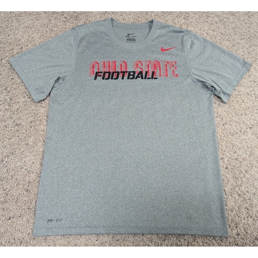 Ohio State Buckeyes Shirt Mens Medium Gray Nike Football Performance Dri-Fit OSU